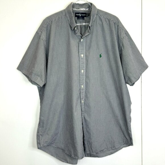 Ralph Lauren Shirt Mens XL Blake Short Sleeve Gingham Check Plaid 100% Cotton - Picture 1 of 4